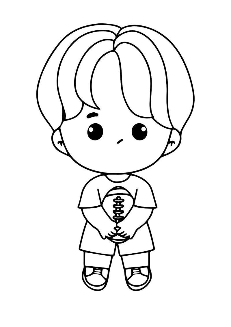 Coloriage d'un enfant qui fait du rugby