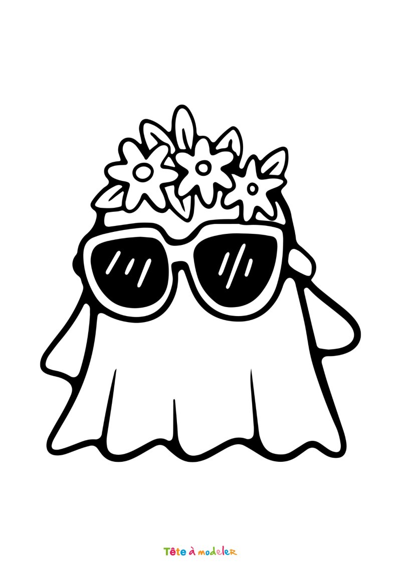 Coloriage d'un fantôme à lunettes