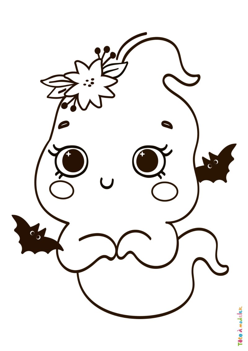 Coloriage d'un fantôme kawaii