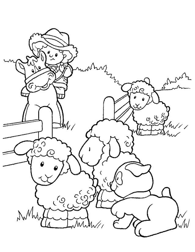 Coloriage d'un fermier et ses animaux