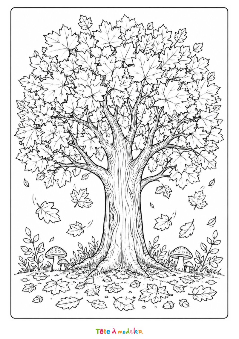 Coloriage d'un grand arbre