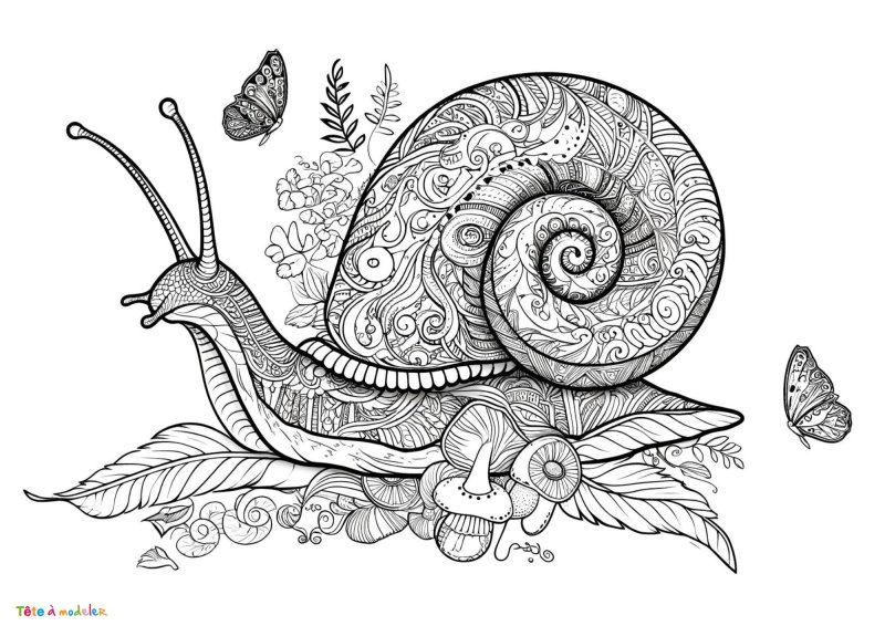 Coloriage d'un gros escargot