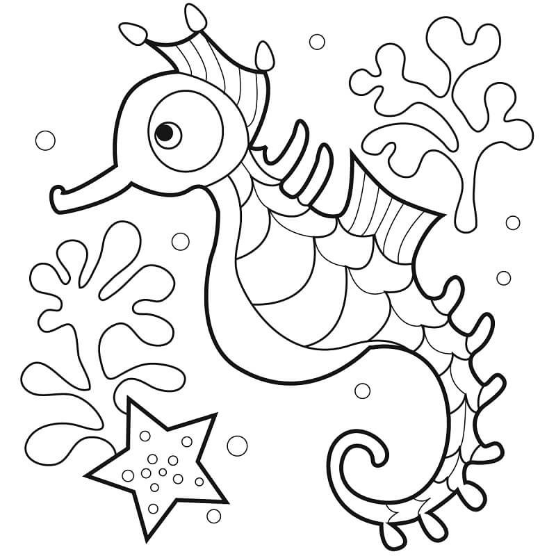 Coloriage d'un hippocampe en ligne