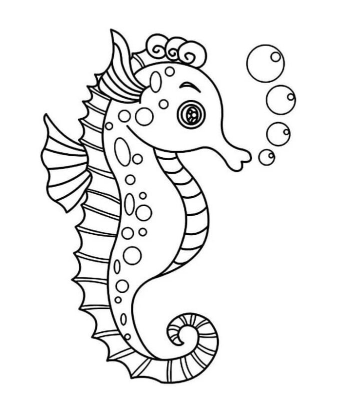 Coloriage d'un hippocampe mignon
