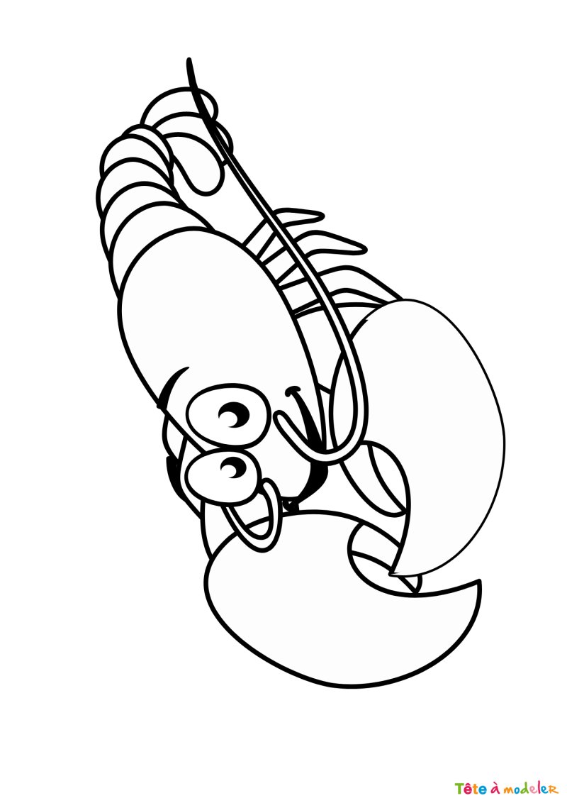 Coloriage d'un homard kawaii