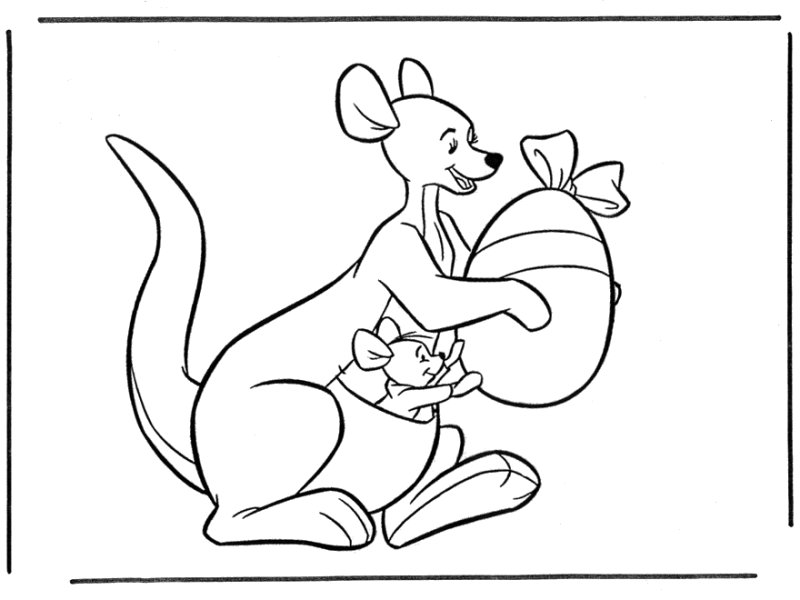 Coloriage d'un kangourou à Pâques