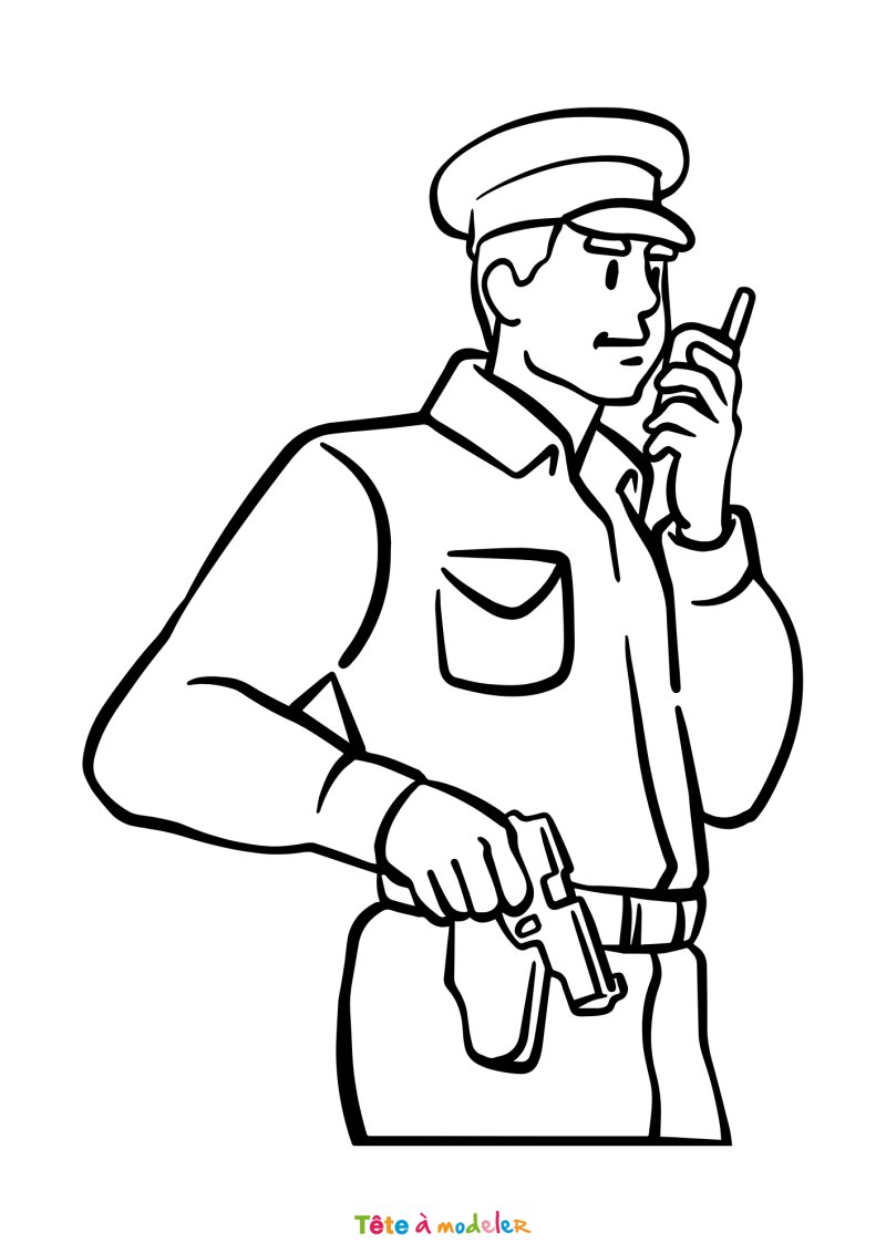 Coloriage d'un képi de policier