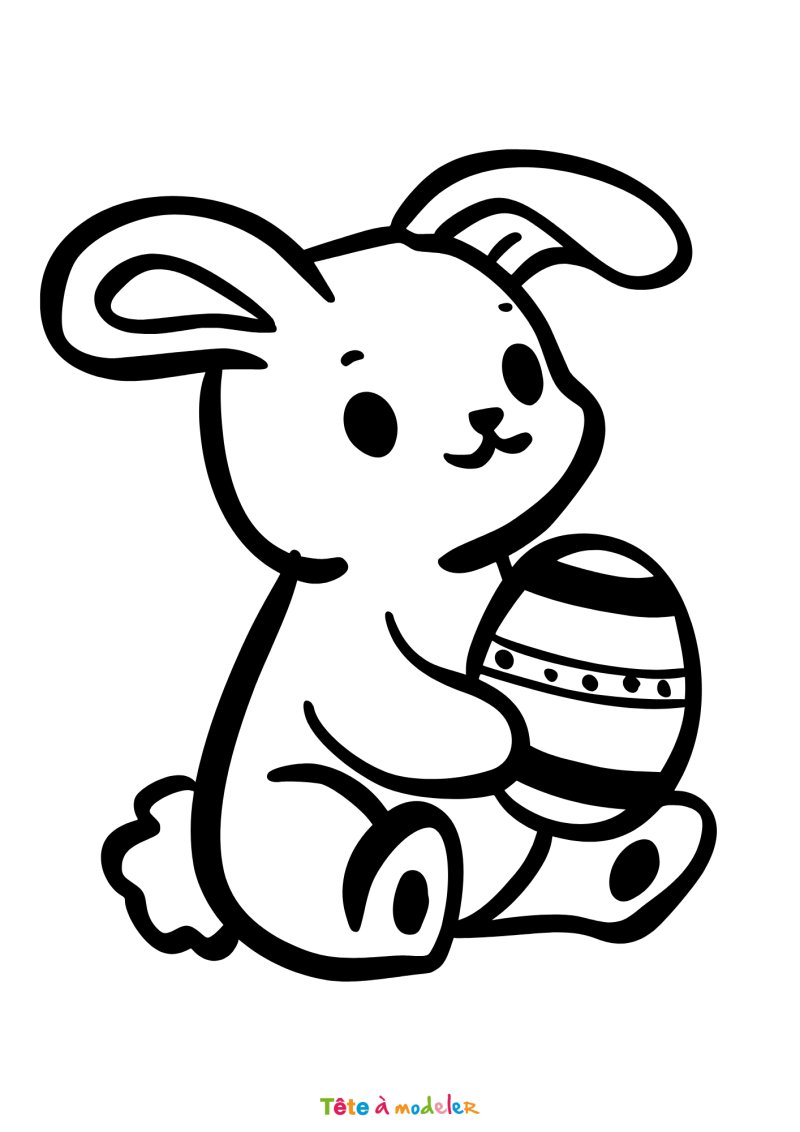 Coloriage d'un lapin de Pâques bébé à imprimer