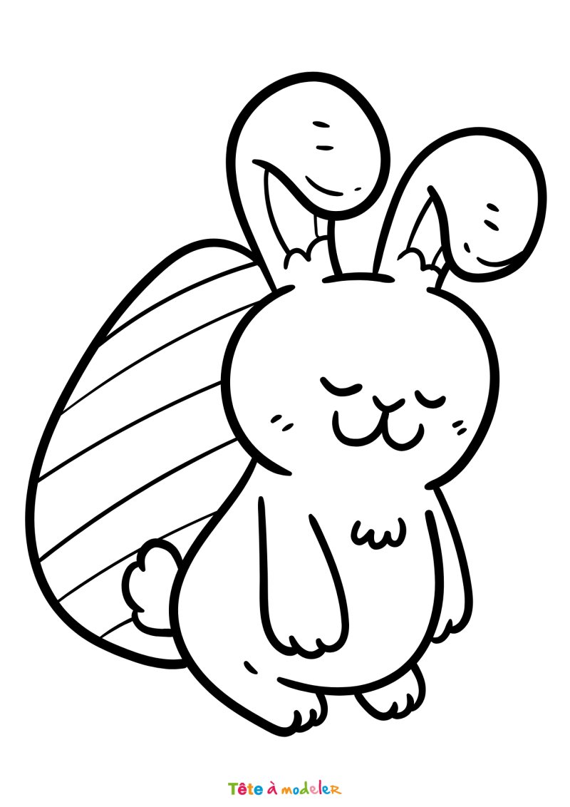 Coloriage d'un lapin de Pâques facile