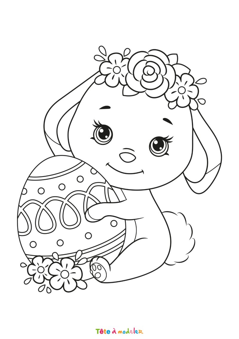 Coloriage d'un lapin de Pâques mignon