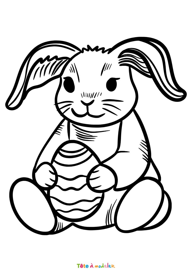 Coloriage d'un lapin de Pâques peluche