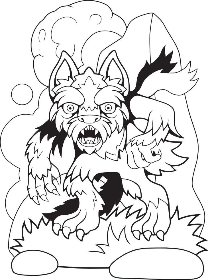 Coloriage d'un loup garou asiatique