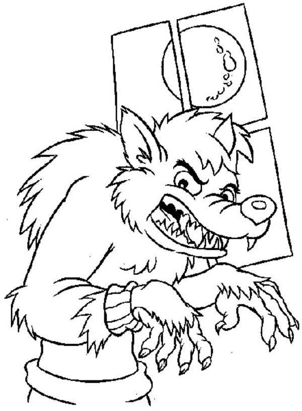 Coloriage d'un loup garou gratuit