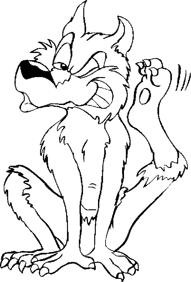 Coloriage d'un loup garou maternelle