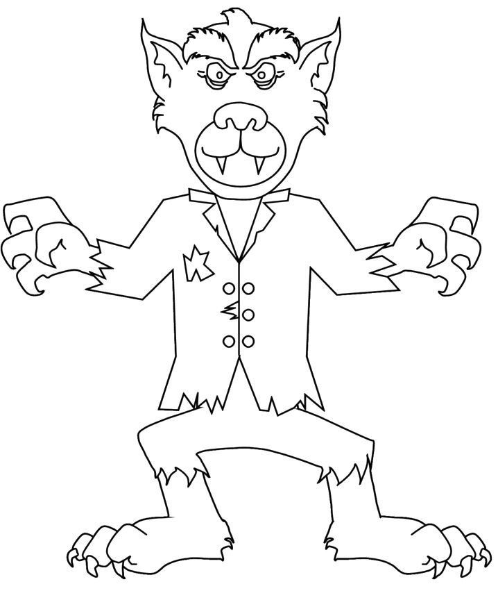 Coloriage d'un loup garou zombie
