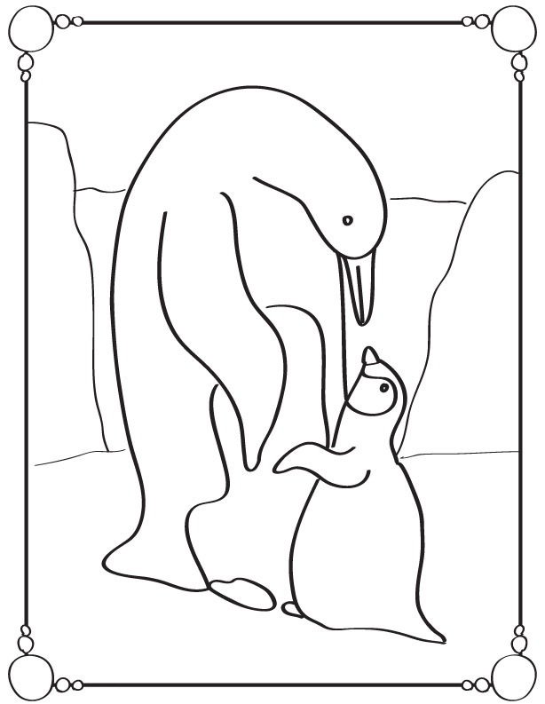 Coloriage d'un manchot et son bébé