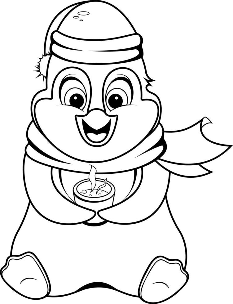 Coloriage d'un manchot kawaii