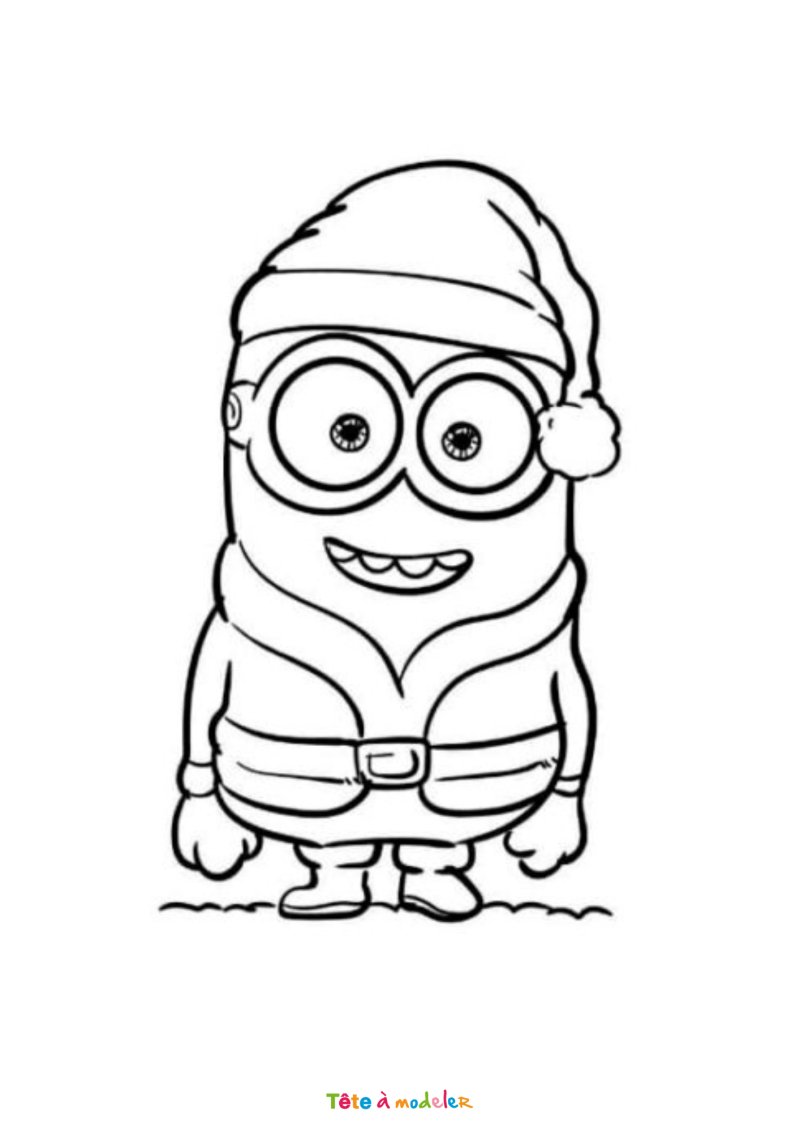 Coloriage d'un minion à Noël