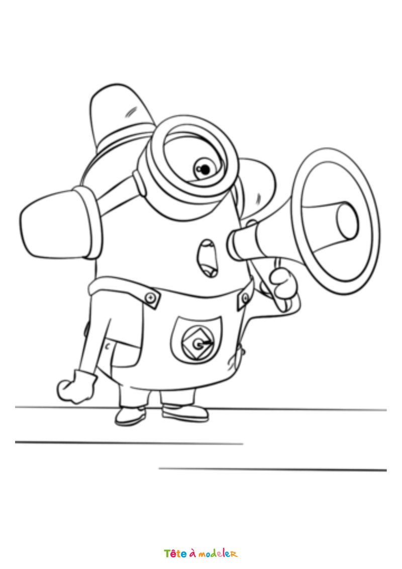Coloriage d'un minion avec mégaphone