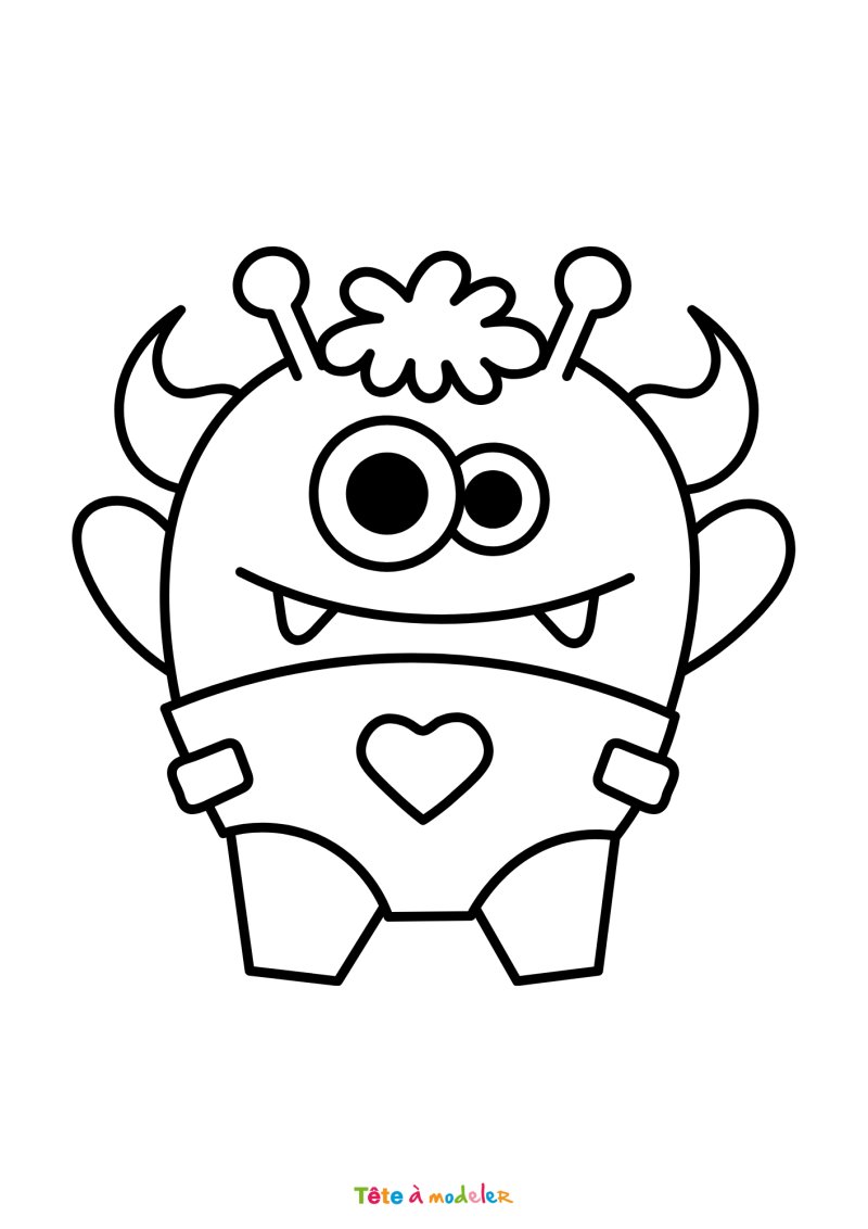 Coloriage d'un monstre kawaii