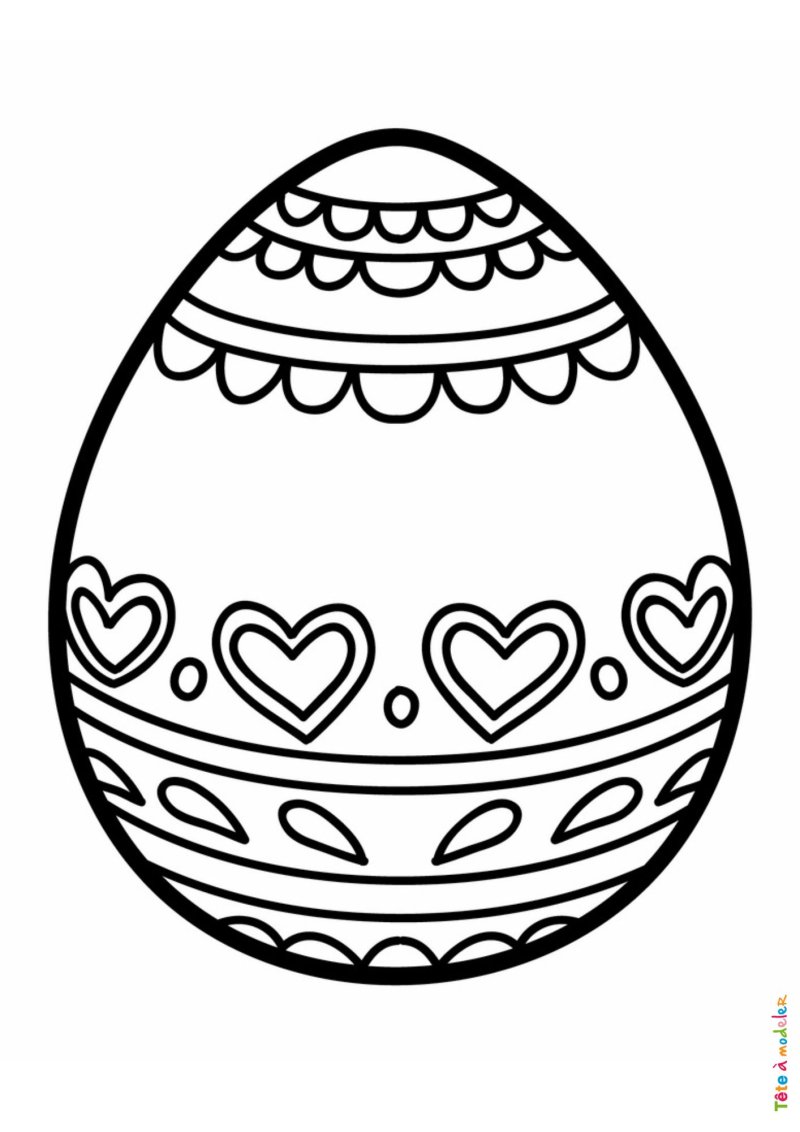 Coloriage d'un oeuf de Pâques avec guirlandes