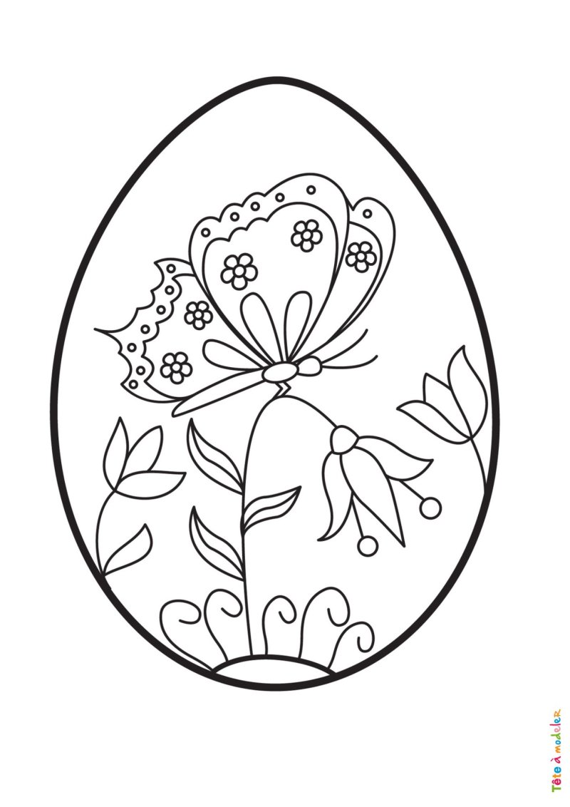 Coloriage d'un oeuf de Pâques de printemps