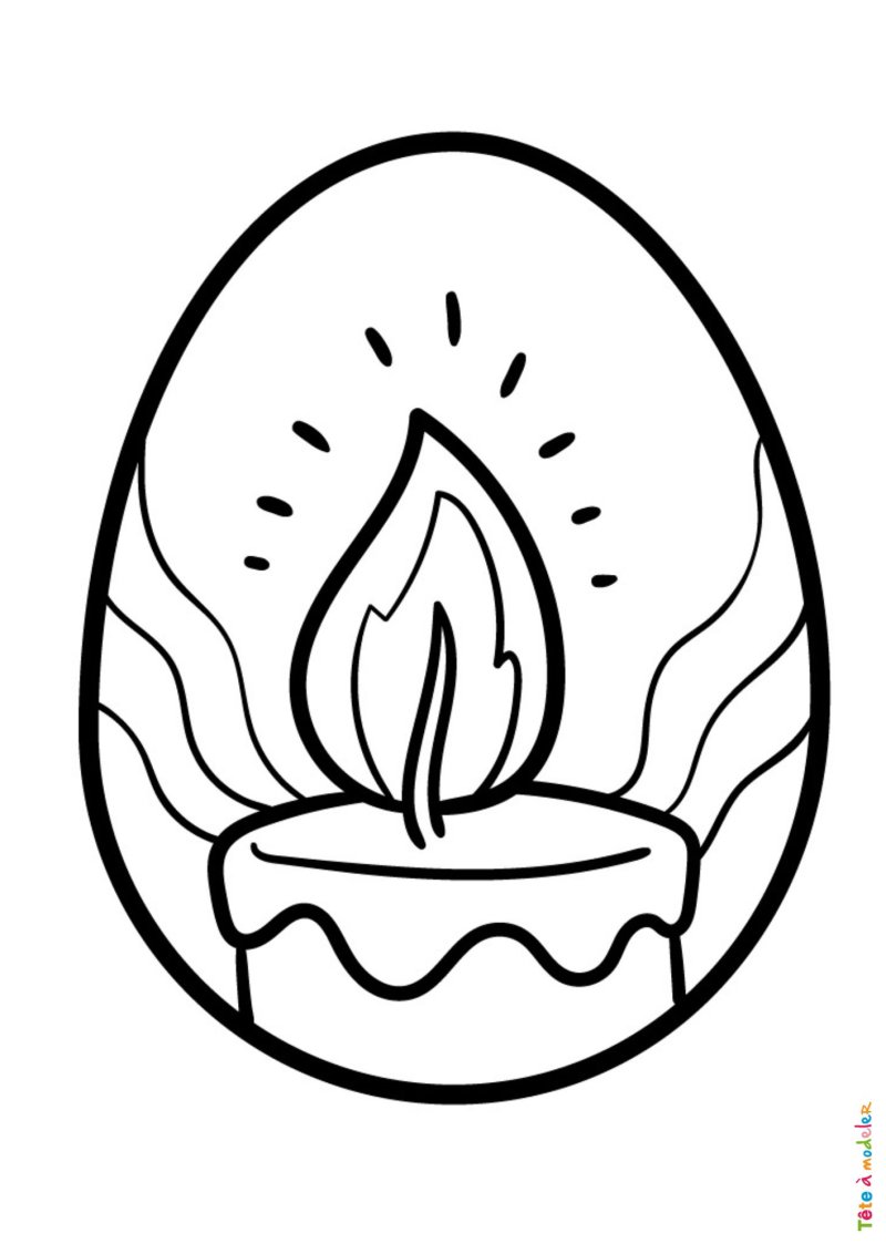 Coloriage d'un oeuf de Pâques avec une bougie