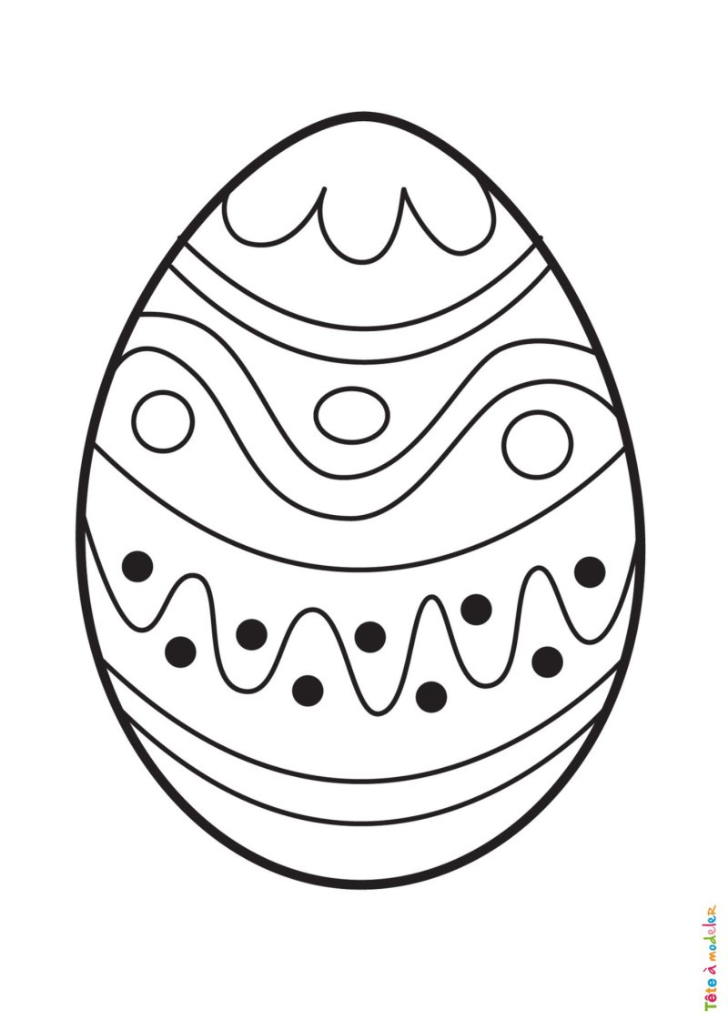 Coloriage d'un oeuf de Pâques à motifs arrondis