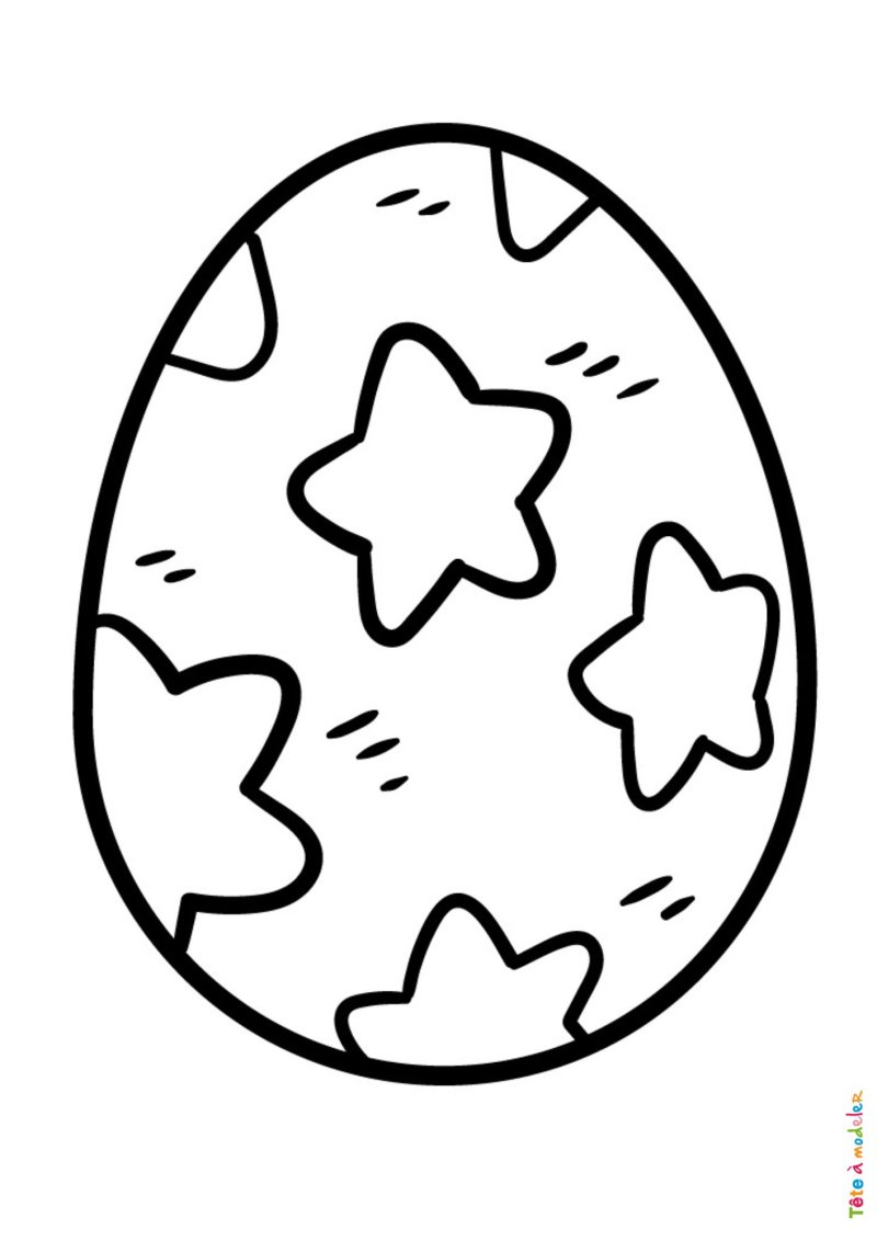 Coloriage d'un oeuf de Pâques étoilé