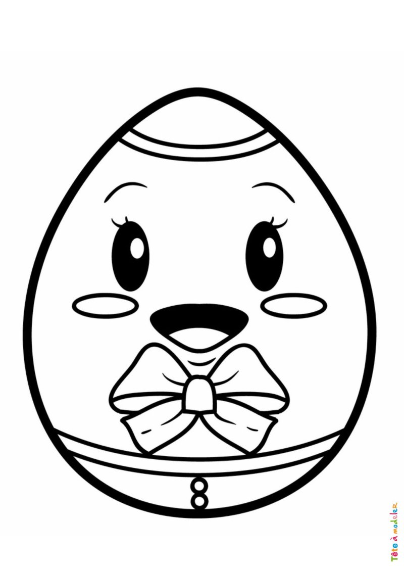 Coloriage d'un oeuf de Pâques kawaii