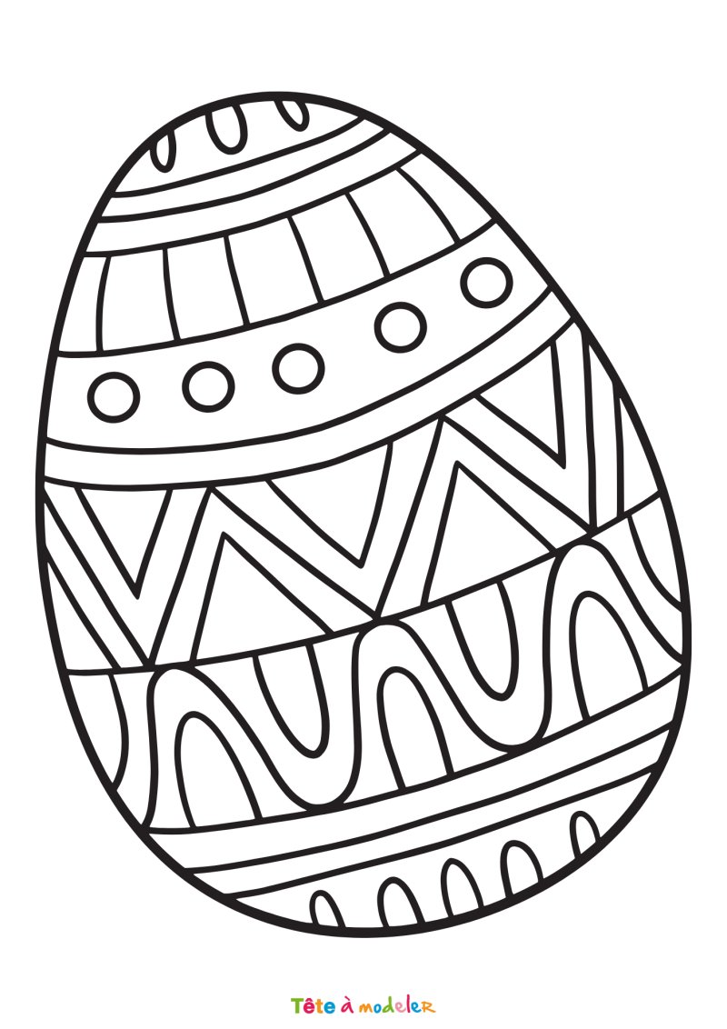 Coloriage d'un oeuf de Pâques géometriques
