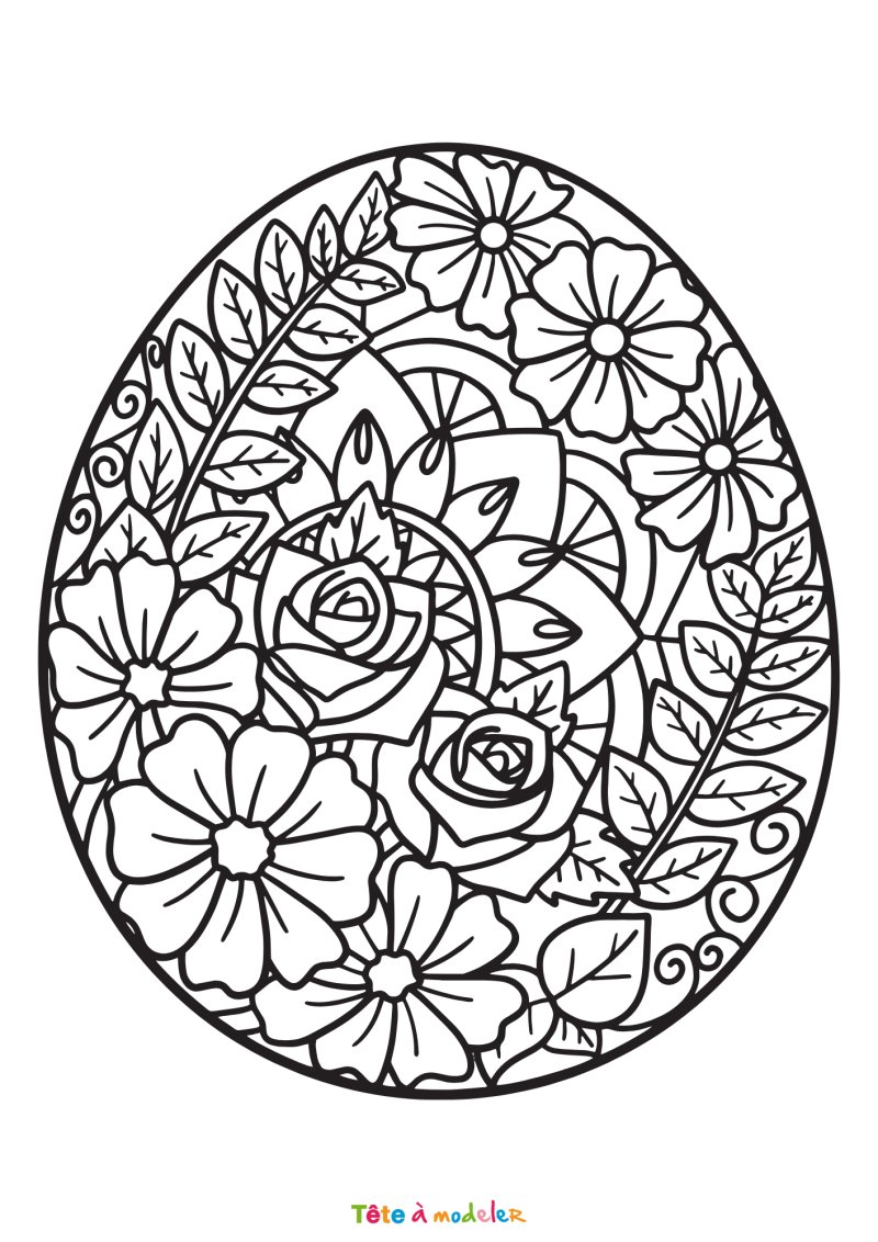 Coloriage d'un oeuf de Pâques mandala