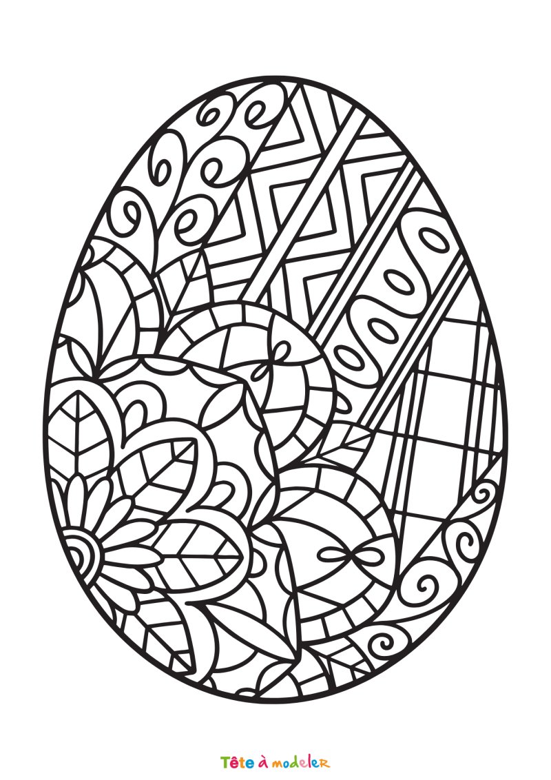 Coloriage d'un oeuf de Pâques zen