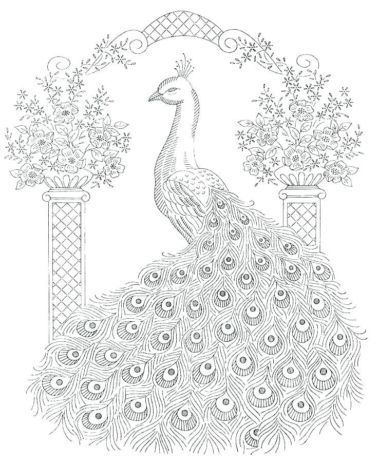 Coloriage d'un paon avec des fleurs