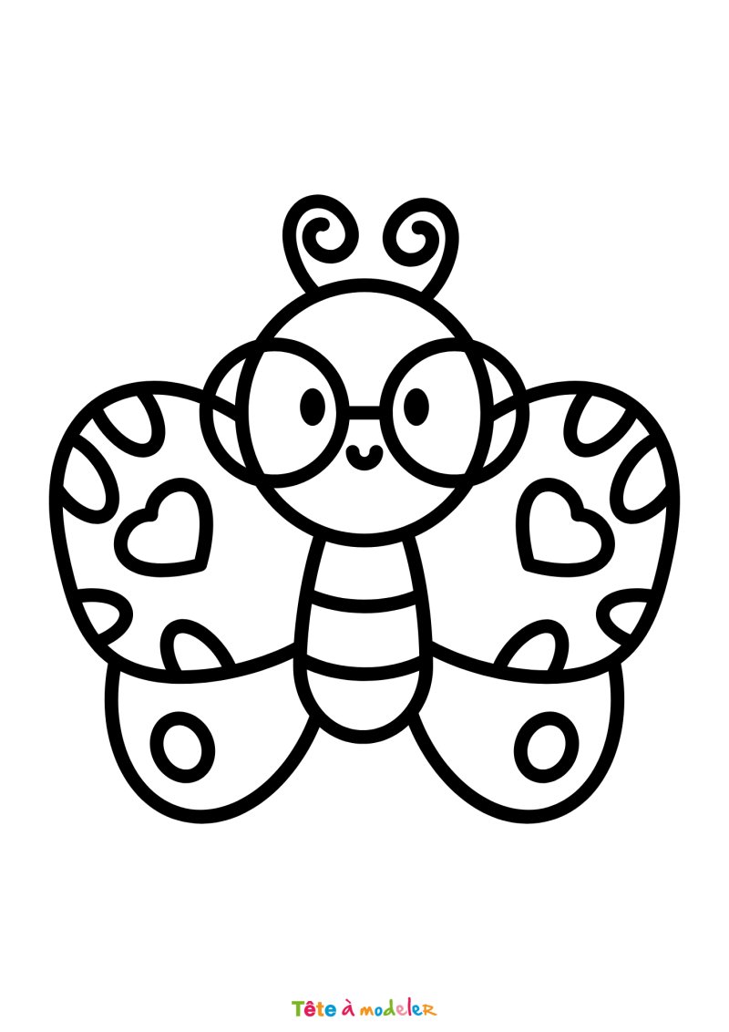 Coloriage d'un papillon à lunettes