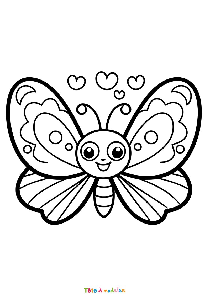 Coloriage d'un papillon kawaii