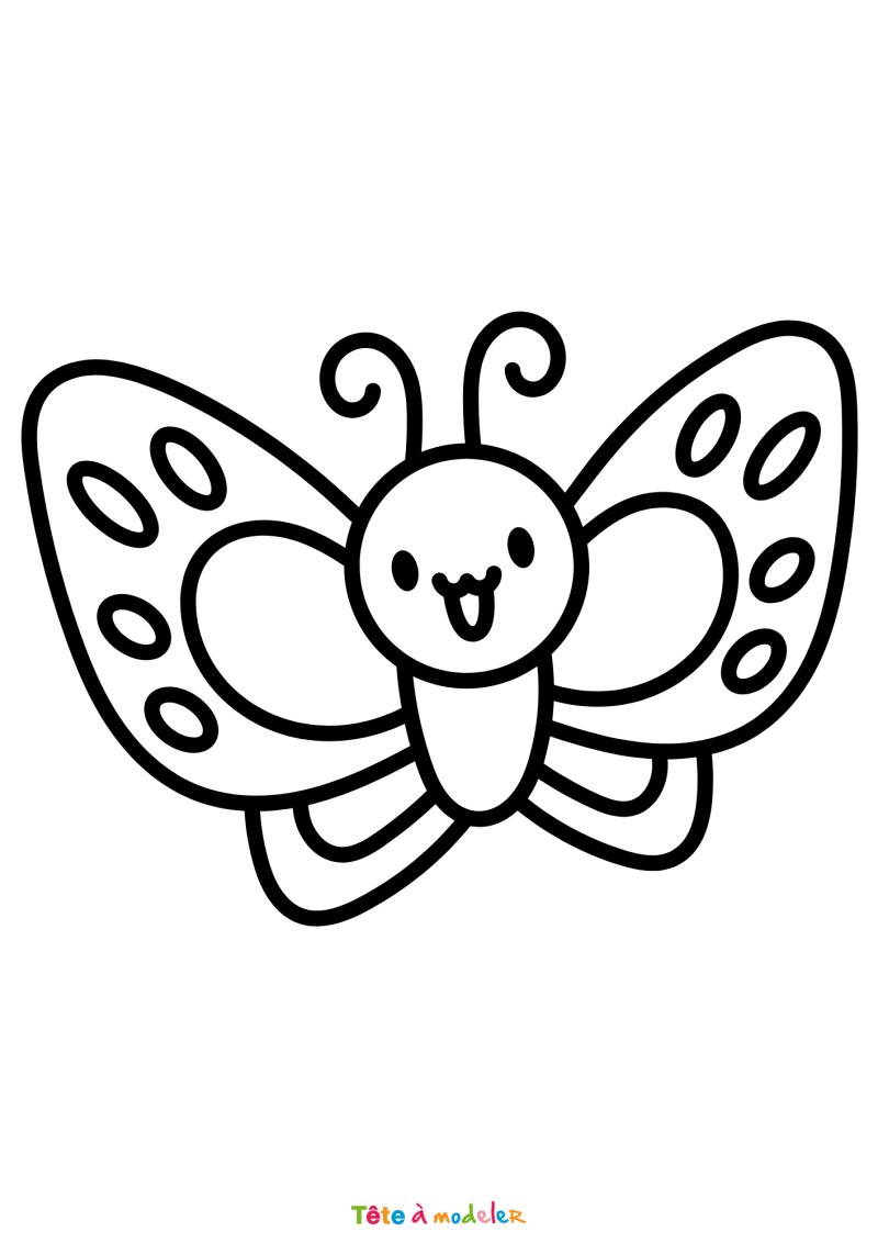 Coloriage d'un papillon rigolo