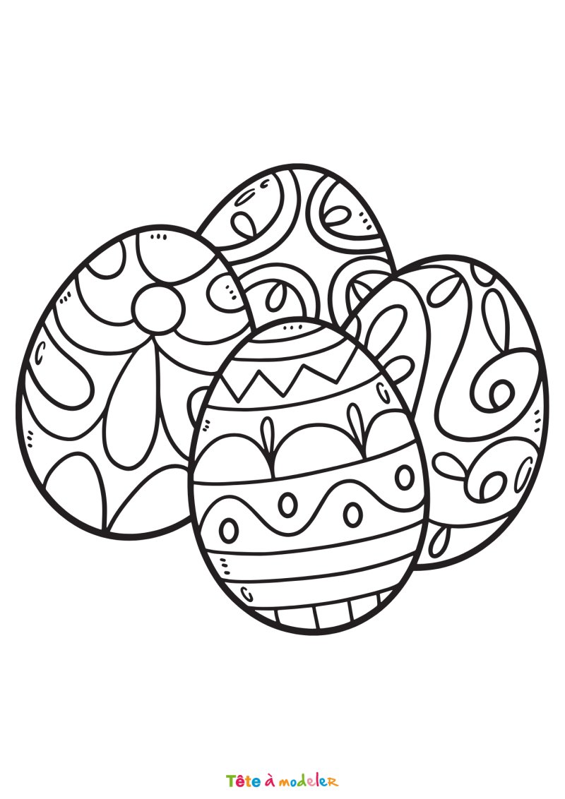 Coloriage d'un paquet d'oeufs de Pâques