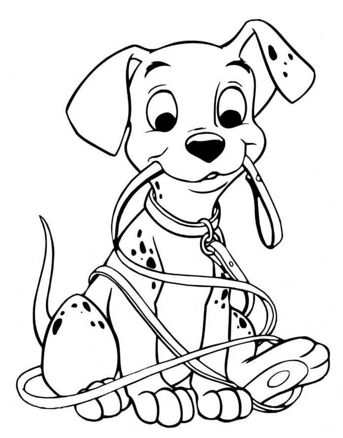 Coloriage d'un petit dalmatien assis