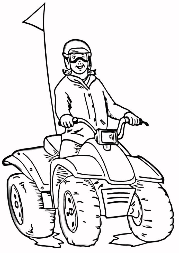 Coloriage d'un pilote à Quad