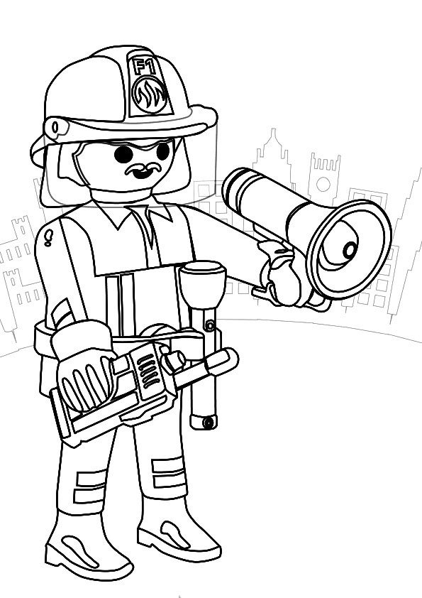 Coloriage d'un pompier lego 