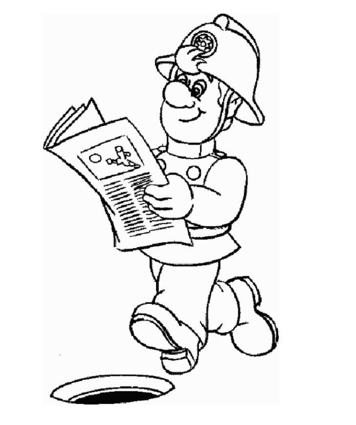 Coloriage d'un pompier maladroit