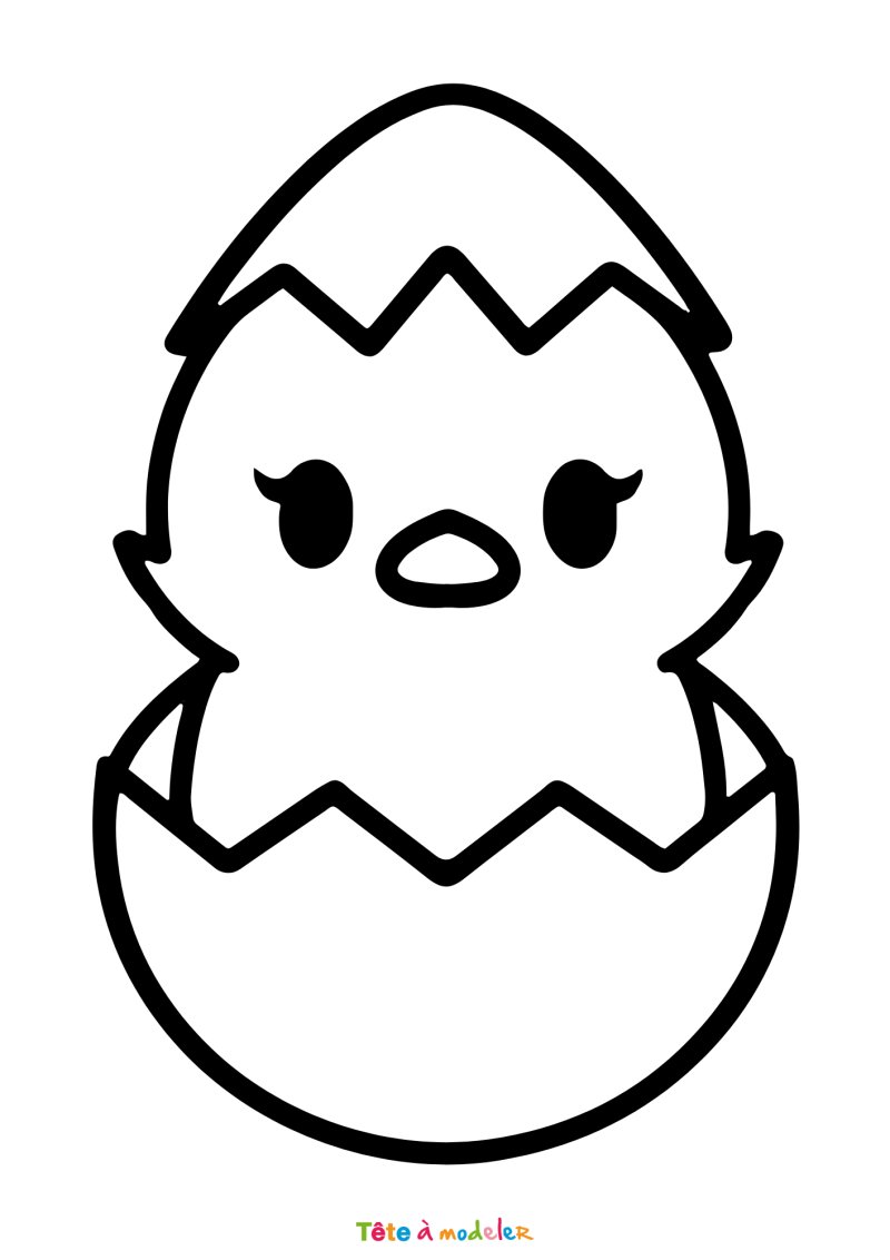 Coloriage d'un poussin de Pâques à télécharger