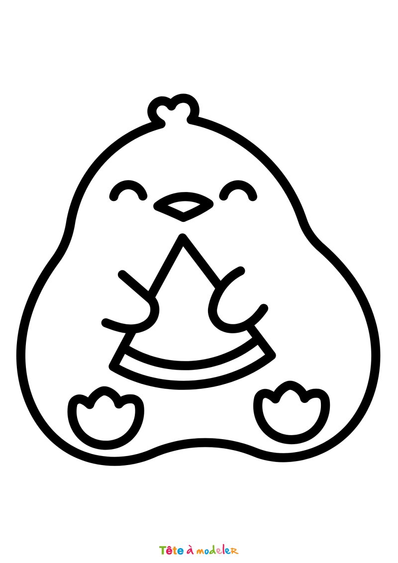 Coloriage d'un poussin de Pâques kawaii