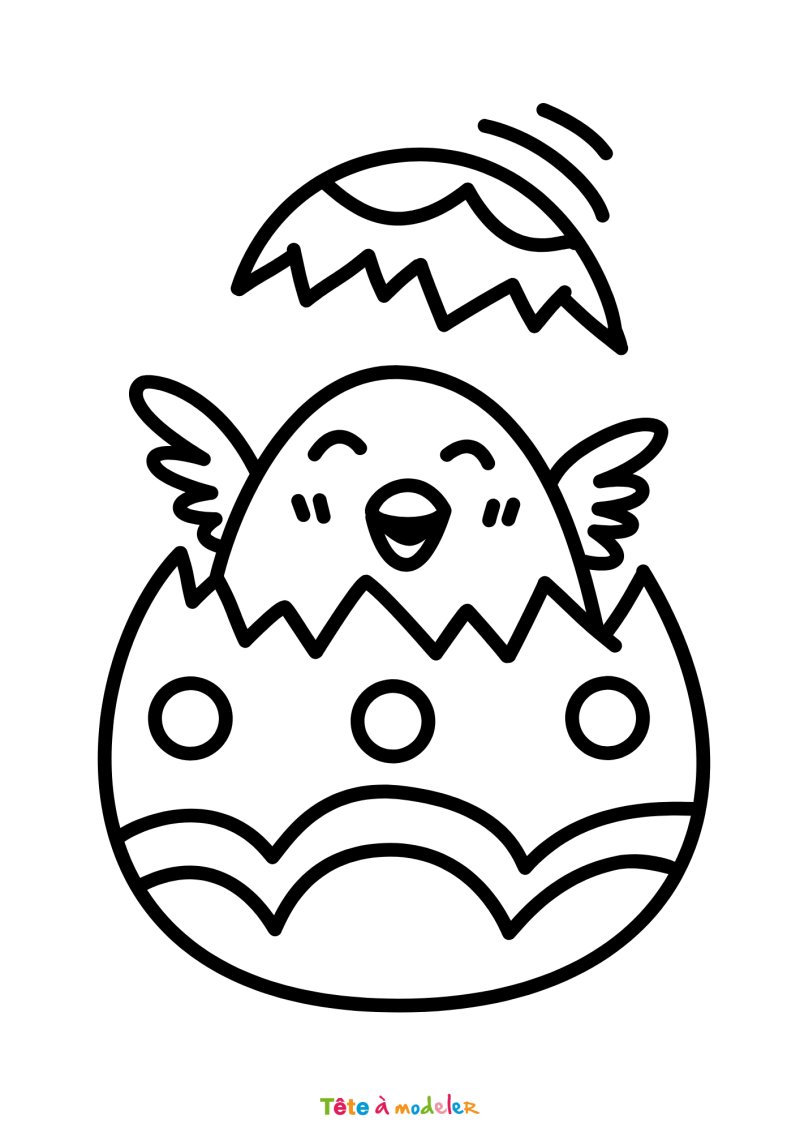 Coloriage d'un poussin de Pâques mignon