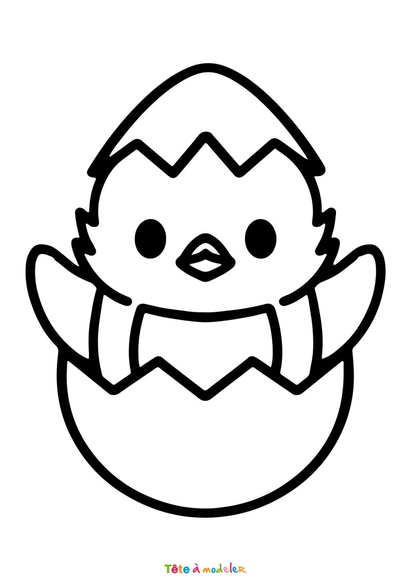 Coloriage d'un poussin de Pâques à imprimer