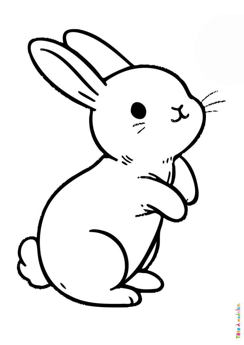 Coloriage d'un petit lapin de Pâques