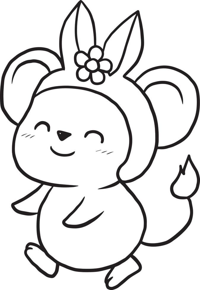Coloriage d'un rat kawaii