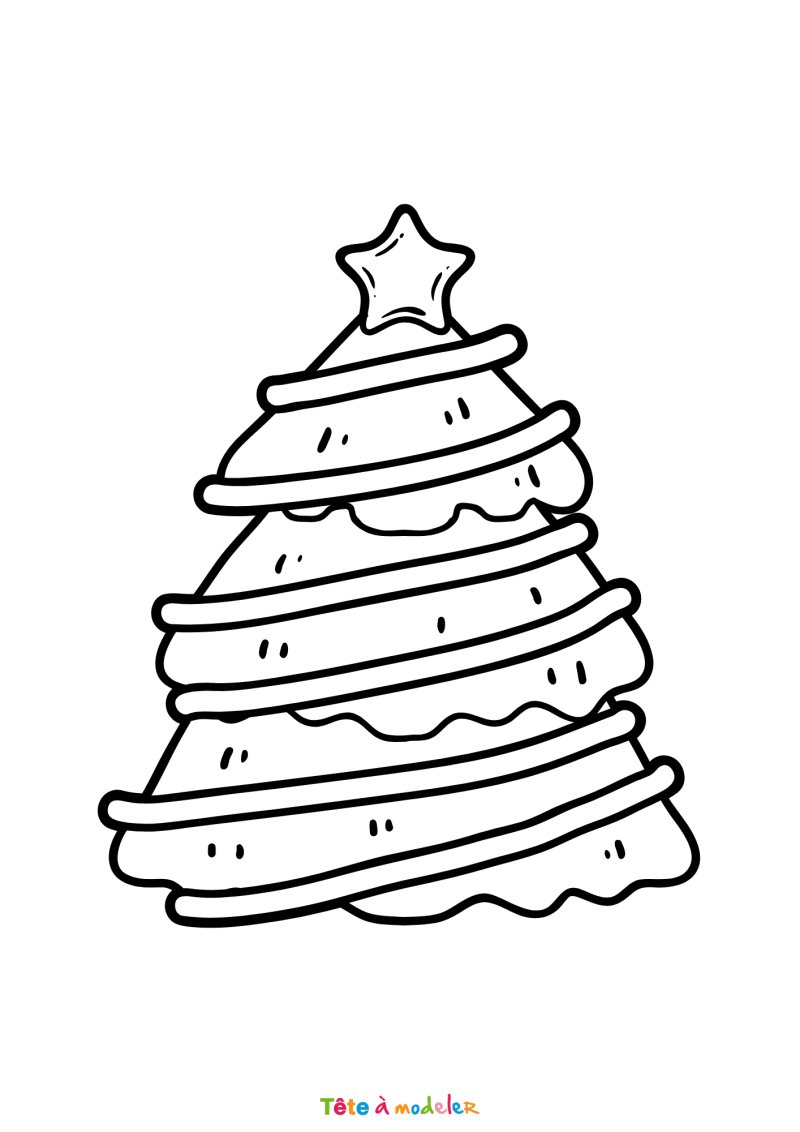 Coloriage d'un sapin de Noël avec des guirlandes