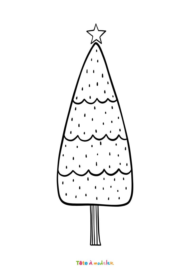 Coloriage d'un sapin de Noël avec une étoile